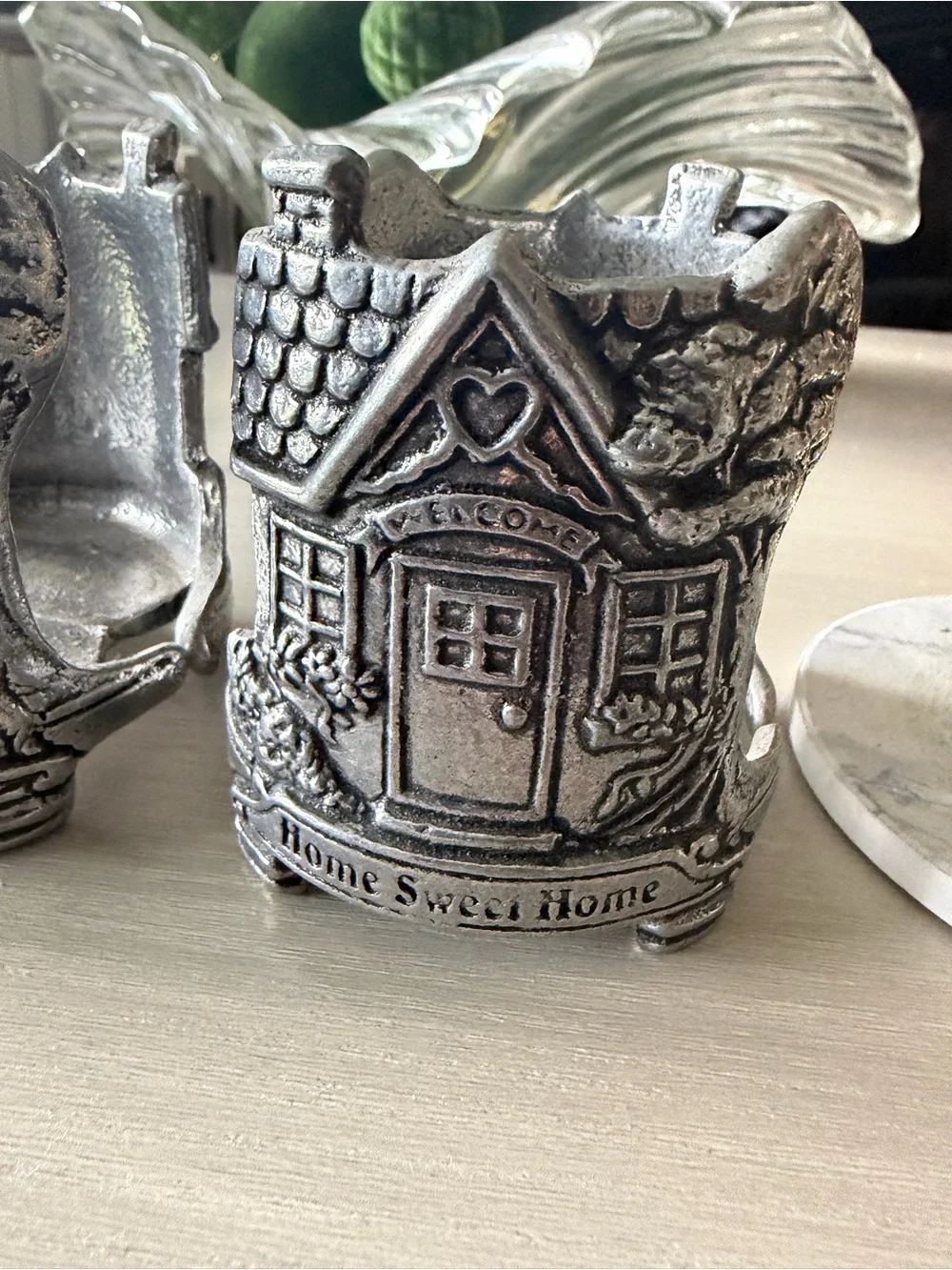 Home Sweet Home Pewter Candle Holder (Candle not included)